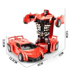 Carro robô educativo inteligente automático de transformação plástica com deformação de uma tecla para crianças