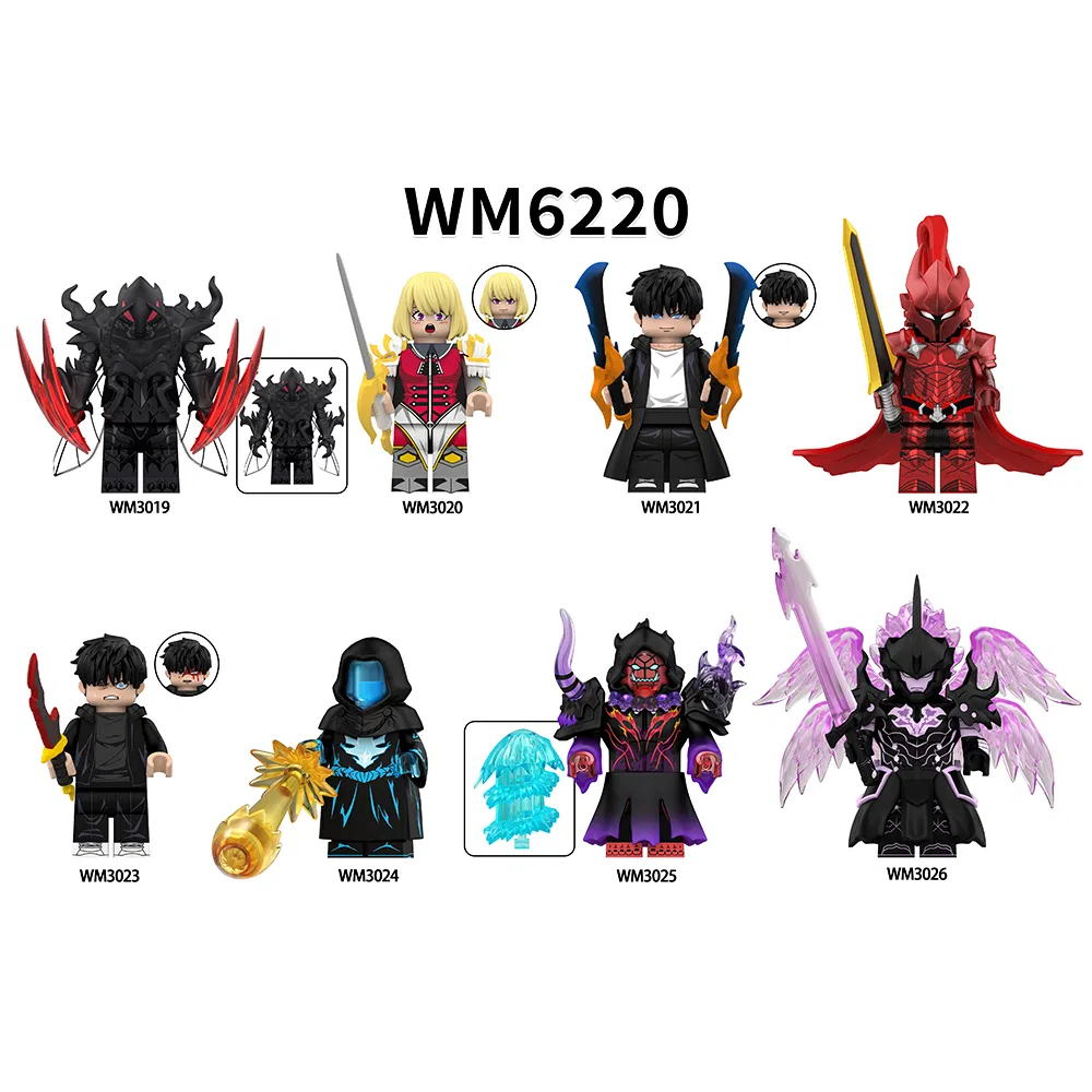 Wm6220 Wm6221 Solo Leveling Beru Cha Hae-in Sung Jin-Woo Igris Mago Tusk Bellion Anime Coreano Mini Blocos de Construção Plásticos Educativos Brinquedos para Crianças