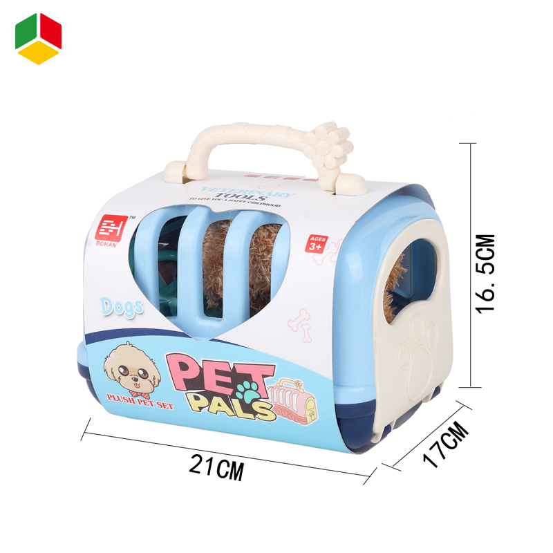 Brinquedo Educativo de Pretender Brincar para Crianças, Cesta de Mão Plástica Portátil 6PCS Conjunto de Brinquedos de Simulação de Papel de Doutor, Boneco de Cachorro de Pelúcia Fofo e Macio para Crianças