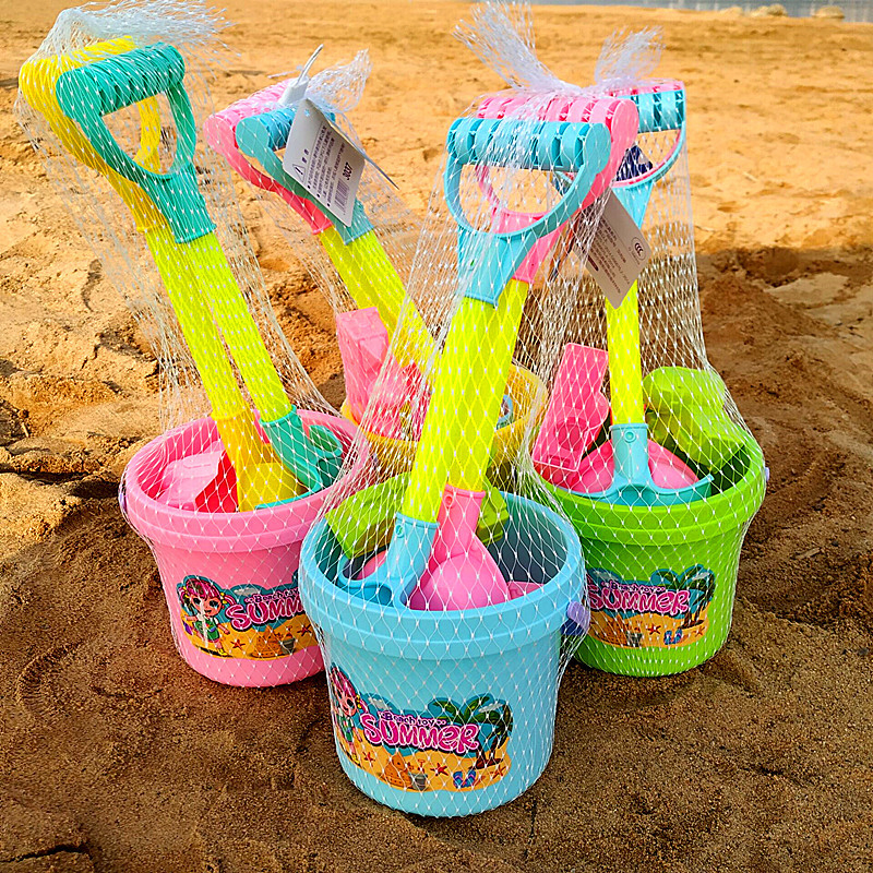 Diversão na Areia: Conjuntos de Brinquedos de Praia Duráveis de Plástico para Crianças, Conjunto de Pás e Baldes de Plástico Colorido e Espesso, Brinquedo Educativo