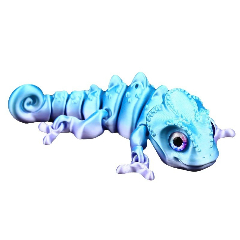 Melhor Vendido 3D Modelo de Animal Figurine em Plástico com Impressão de Camaleão Laser Móvel Gradiente Brinquedo Presente