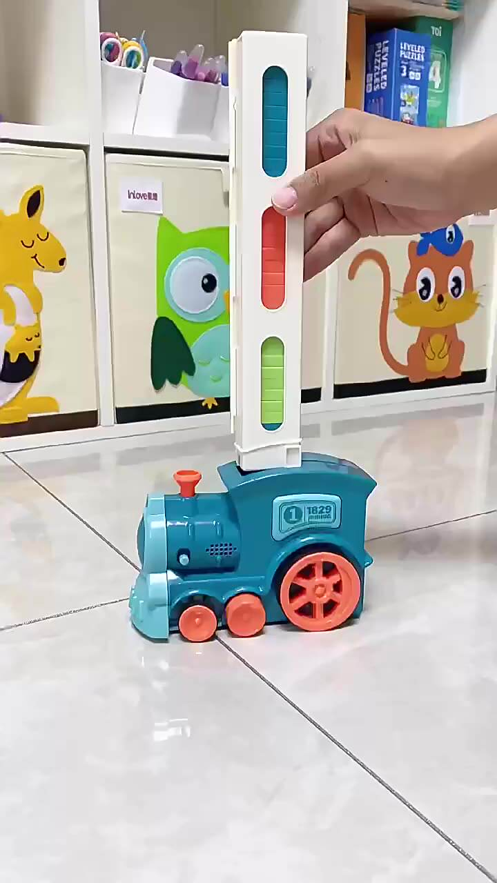 2023 Conjunto de Dominó 60PCS Brinquedo de Dominó Automático para Crianças Usando Plástico Construção Brinquedo Educativo
