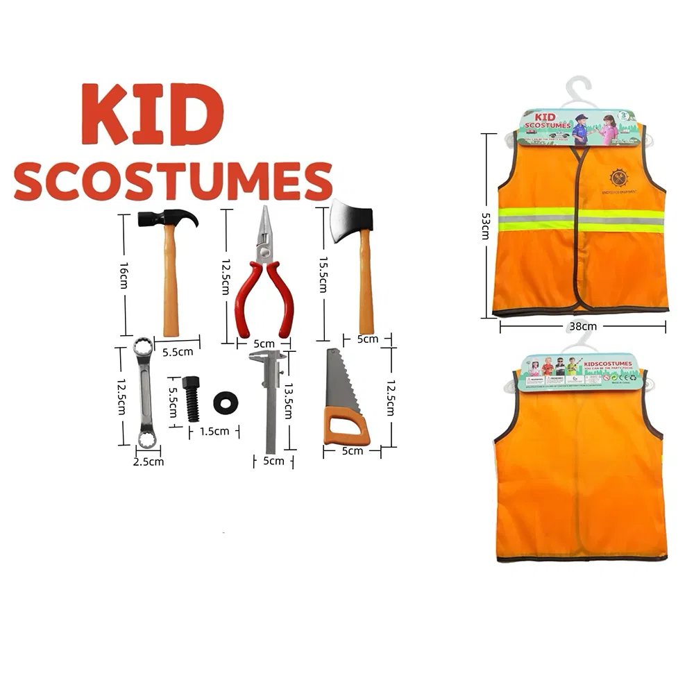 Venda Quente Atacado Brinquedo Interativo de Papel Plástico ODM/OEM Conjunto de Fantasia de Trabalhador da Construção DIY