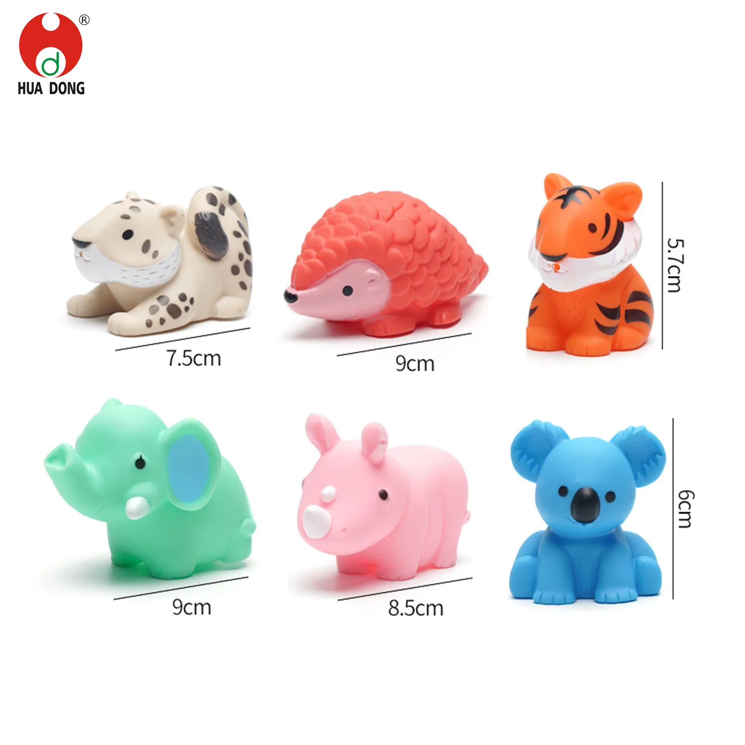 Brinquedos de borracha e plástico em estilo quente, preço barato, brinquedos de animais em estilo de cartoon, brinquedos para banho de bebê, vinil PVC, material durável e não tóxico, seguro para brinquedos de bebê