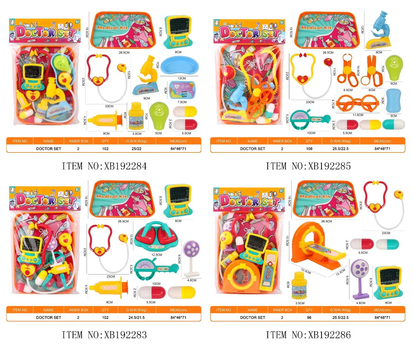 Conjunto de Brinquedo de Médico de Atacado Barato da Fábrica Xinbo em Plástico Material ABS para Brincadeira de Faz de Conta para Crianças 2-7 Anos Unissex Opção de Logotipo Personalizado