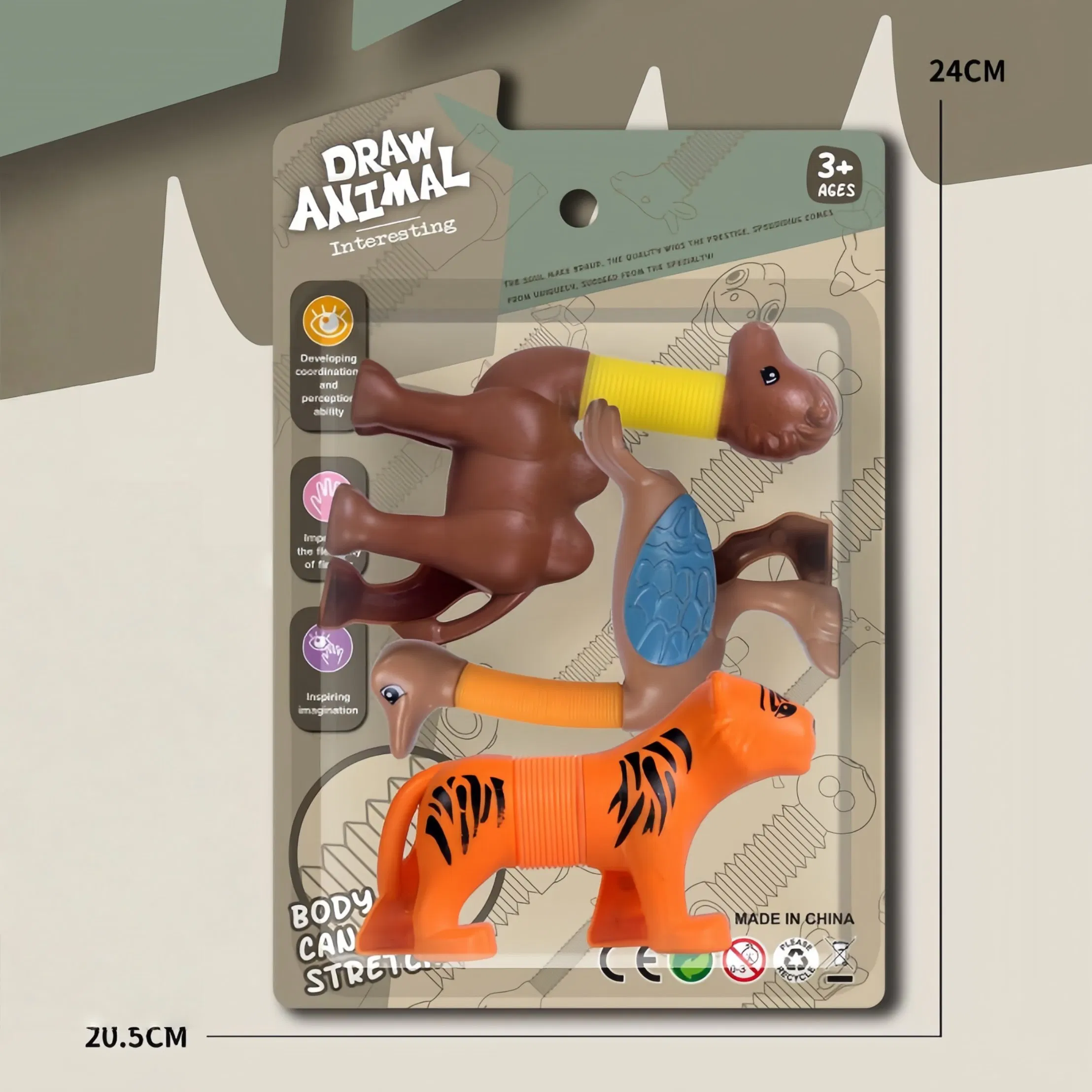 Conjunto de Animais de Plástico para Atacado 3 PCS - Brinquedo Engraçado para Crianças para Alívio do Estresse
