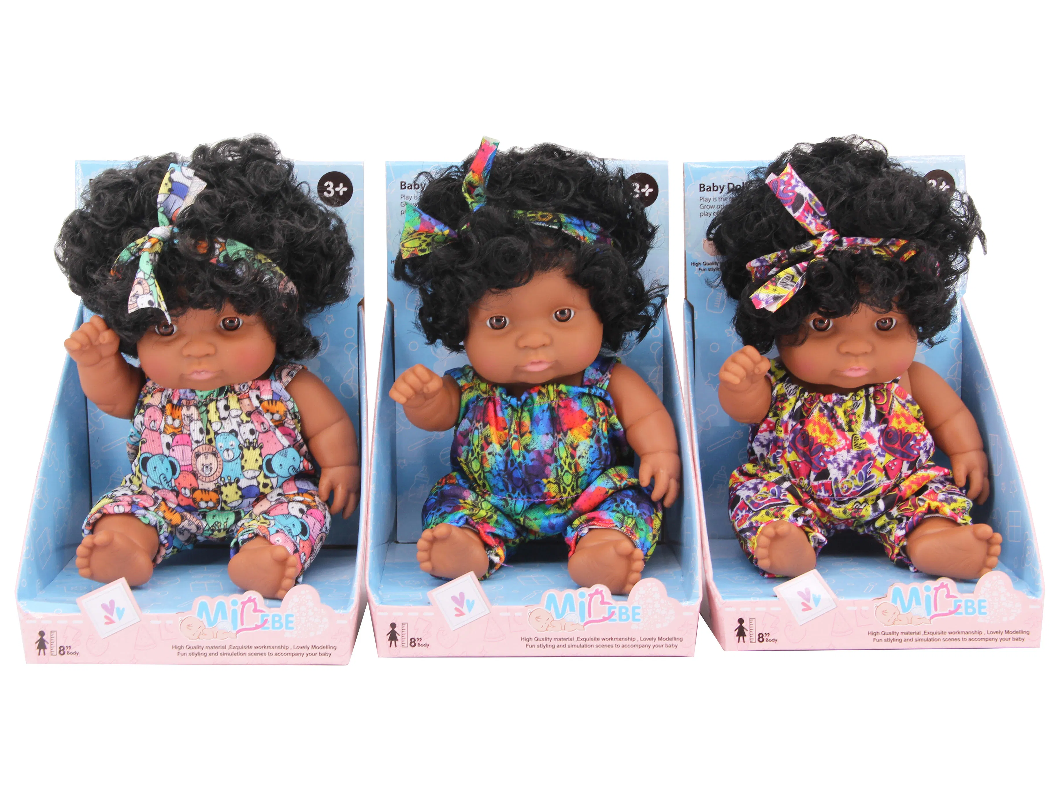 Fornecimento Direto de Fábrica Venda Quente Melhor Preço 8 Polegada Vinil Plástico Preto Boneca Bebê