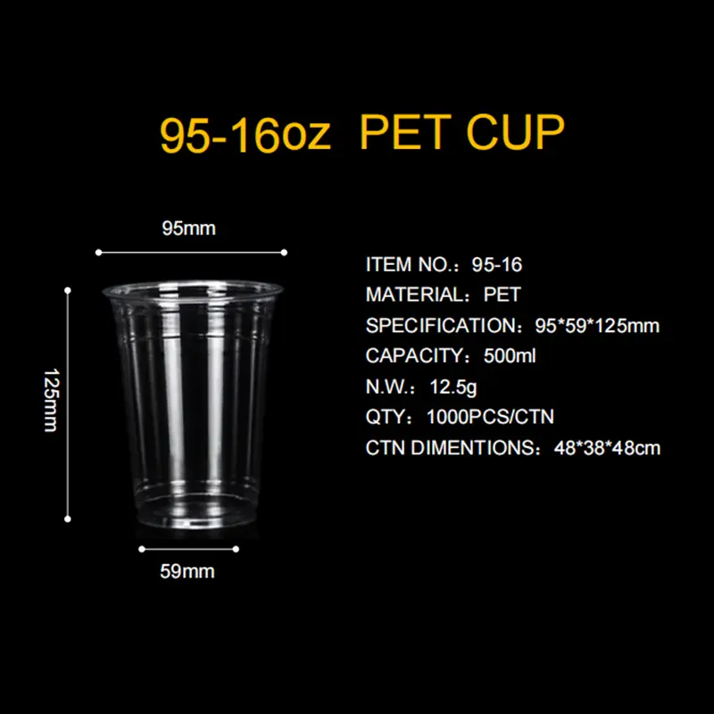 Wholesale 9516OZ PET plastics Cold drink cup printing personalized Supplier, Factories