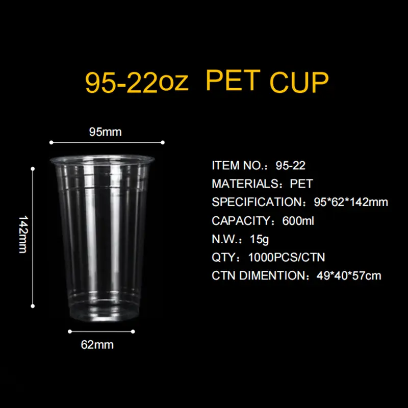 Wholesale 95-22OZ PET plastics Cold drink cup printing personalized Supplier, Factories