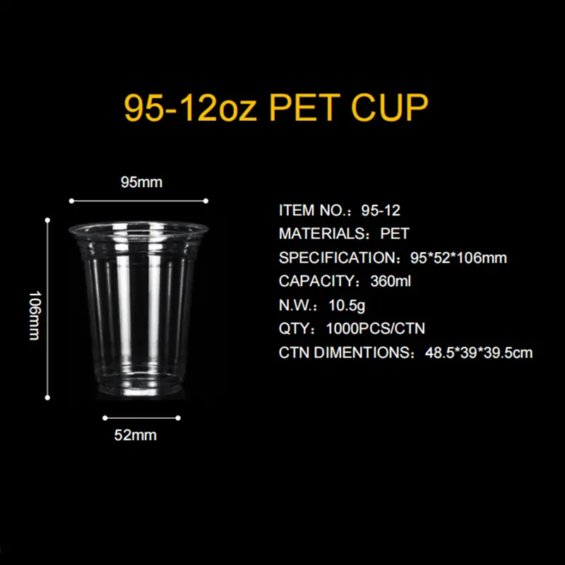 Wholesale 9512OZ PET plastics Cold drink cup printing personalized Suppliers, Factories