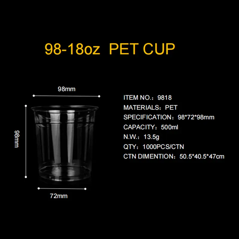 Wholesale 9818OZ PET plastics Cold drink cup printing personalized Factories, Factory