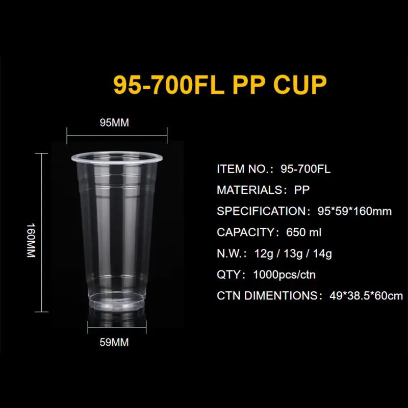 China Suppliers Factory PP95-700 Heat-Resistant Food-Grade Flat-Bottom Blister Cup - Microwave Safe & Durable
