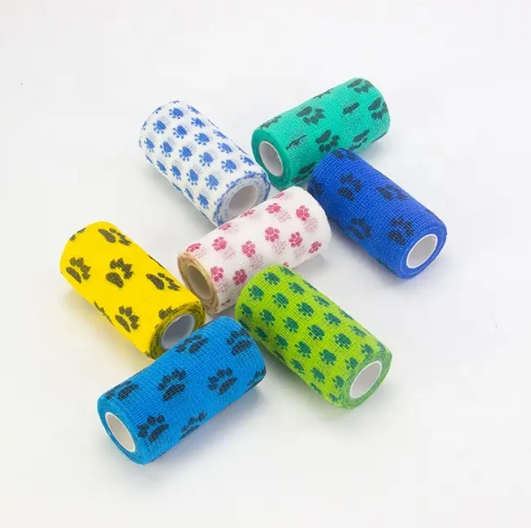 Natural Rubber Vet Wrap Non-Slip and Gentle on Animal Fur Available in Various Colors