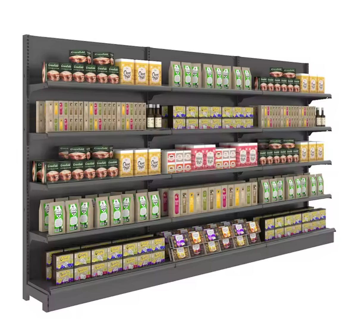 Supermarket Shelf Display Rack Single Sided Convenience Store Snack Shelving More Provinces Durable Metal Material