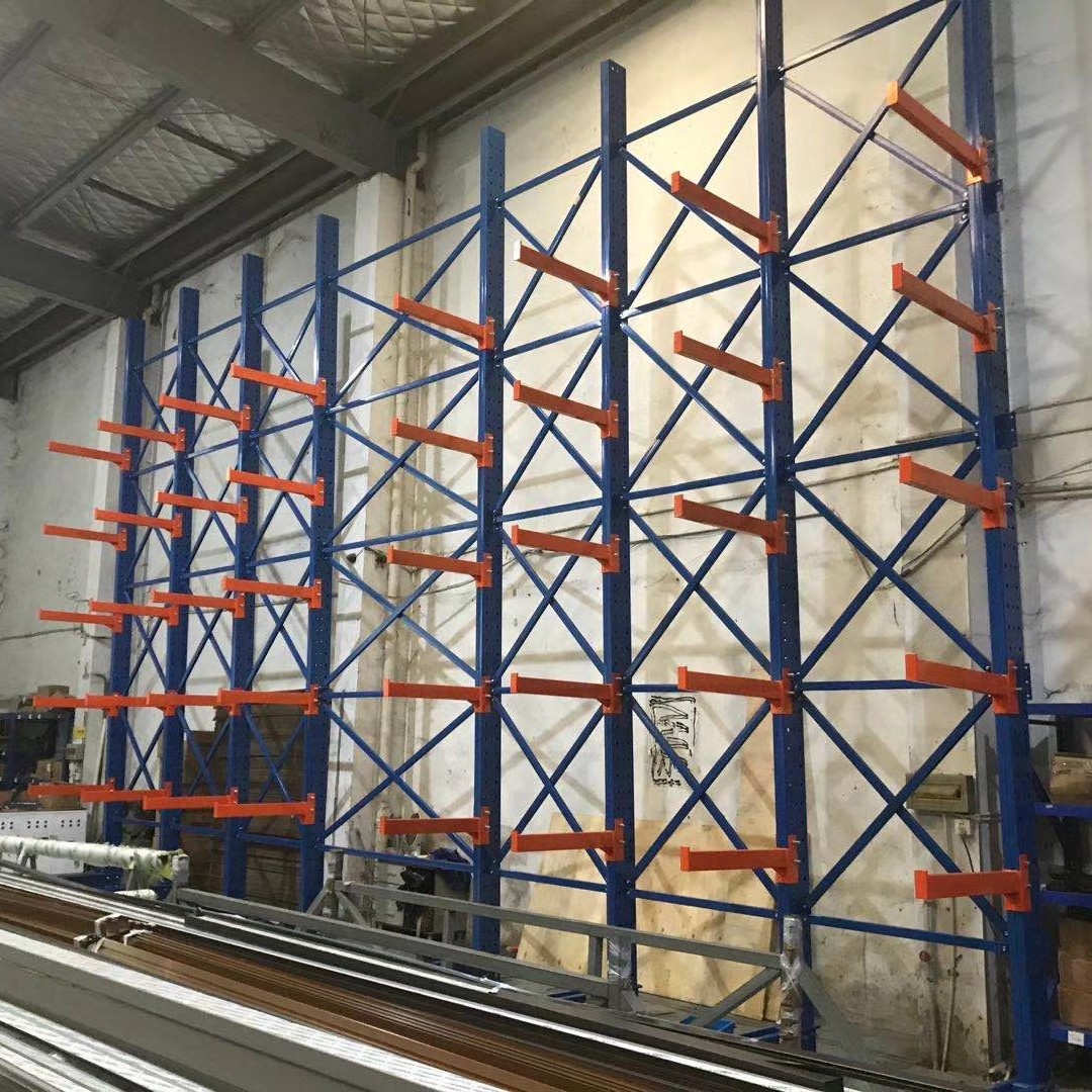 Single/Double Sided Cantilever Steel Storage Racking Shelving Unit Galvanized Electrostatic Powder Coating Plug-In Installation