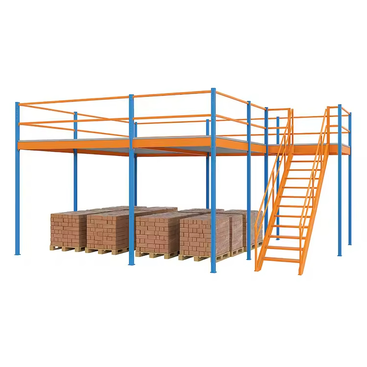 Popular Heavy Duty Steel Shelving Mezzanine Floor Racking Bolted Warehouse Rack with Leaning Ladder