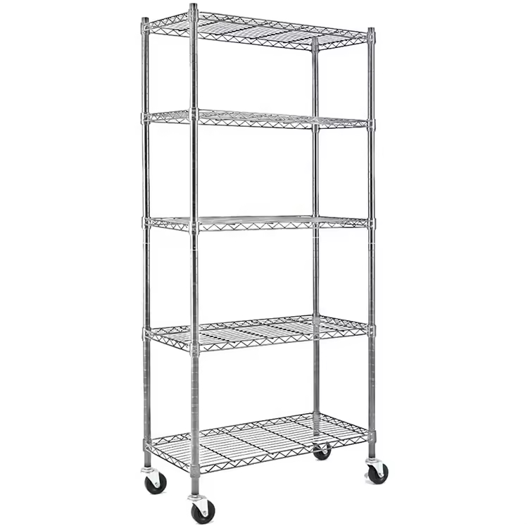 Metal Storage Rack with Multi-layer Mesh and Adjustable Shelves Customizable Use in Supermarkets and Retail Stores