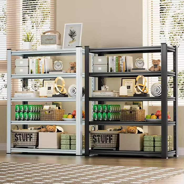 Adjustable 5-Layer Steel Garage Racking System with Powder Coated Finish Foldable Design Durable Storage Shelves Mezzanine Racks
