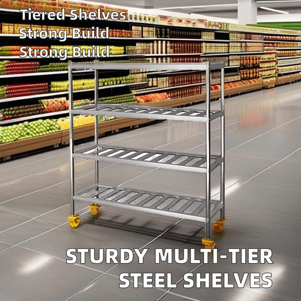 4 Tier Metal Storage Rack Restaurant Warehouse Stainless Steel Storage Racks
