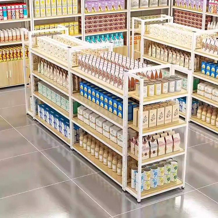 Customized Supermarket Racking Snack Display Wooden Metal Supermarket Spice Shelf Display Racks Pharmacy Products Racks
