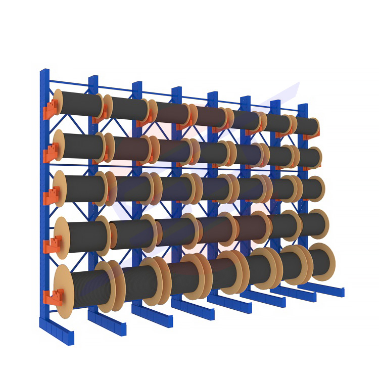 Adjustable Thickened Metal Boltless Cable Reel Racks Special Warehouse Use Cantilever Wire Storage Rack