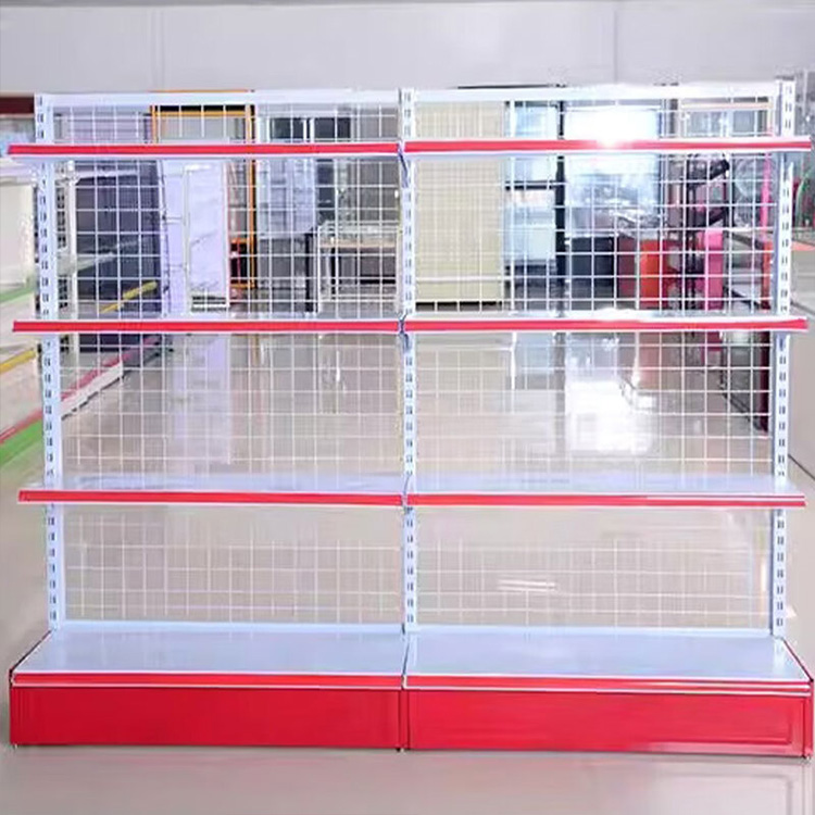 Single-Sided Heavy-Duty Steel Gondola Shelving Light-Duty Supermarket Shelves for Market Use Metallic Material
