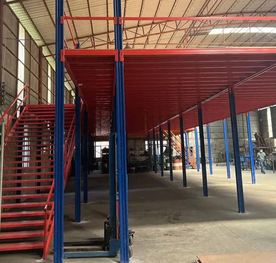 Sanyang Popular Heavy Duty Steel Mezzanine Rack & Steel Platform Bolted Warehouse Rack with Leaning Ladder