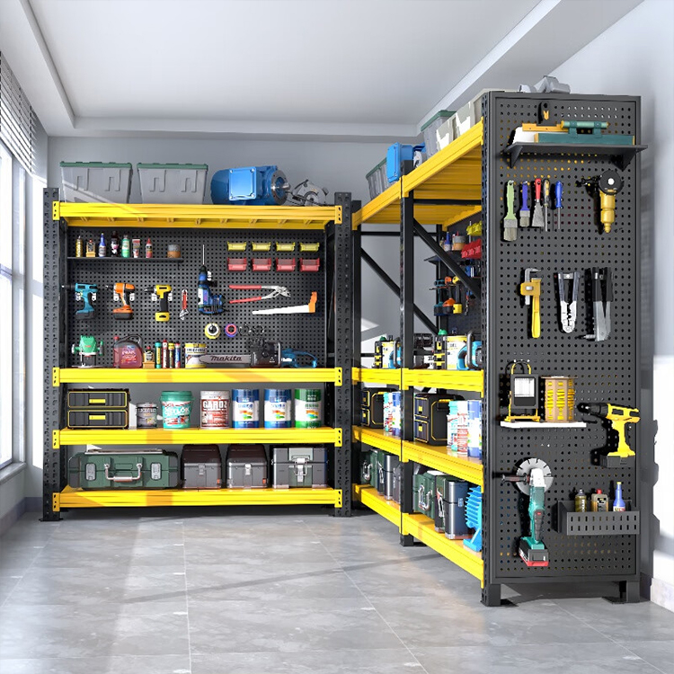 Custom Heavy Duty Shelving 300 Kg Layer Garage Black 4 Tier Warehouse Storage Metal Stacking Shelf Rack Unit for Warehouse