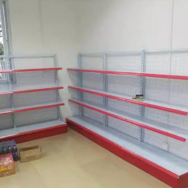 Single-Sided Heavy-Duty Steel Gondola Shelving Light-Duty Supermarket Shelves for Market Use Metallic Material