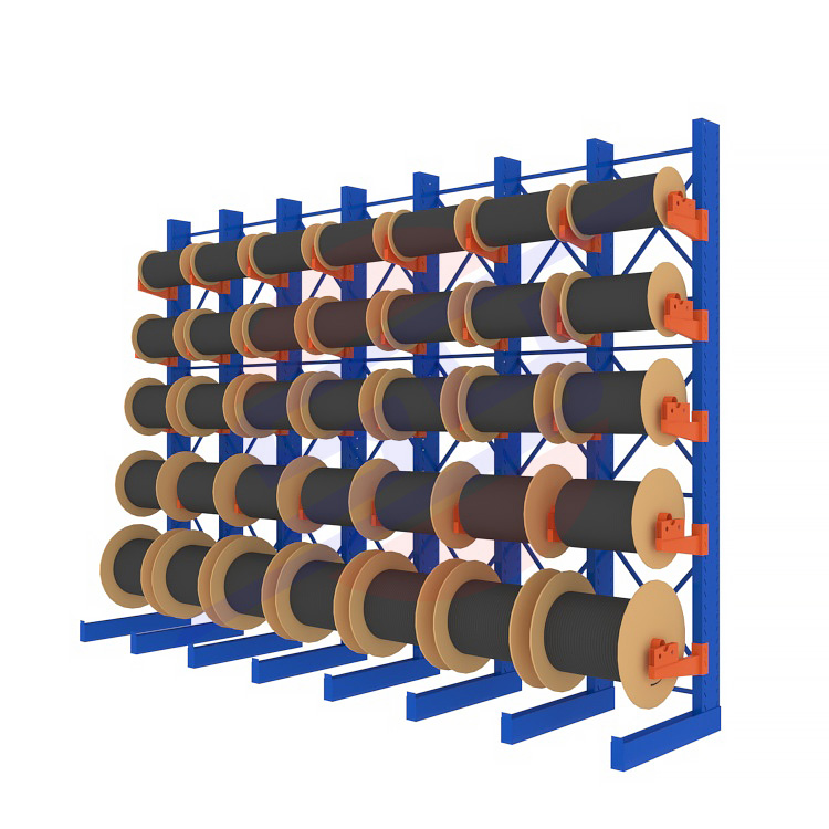 Adjustable Thickened Metal Boltless Cable Reel Racks Special Warehouse Use Cantilever Wire Storage Rack
