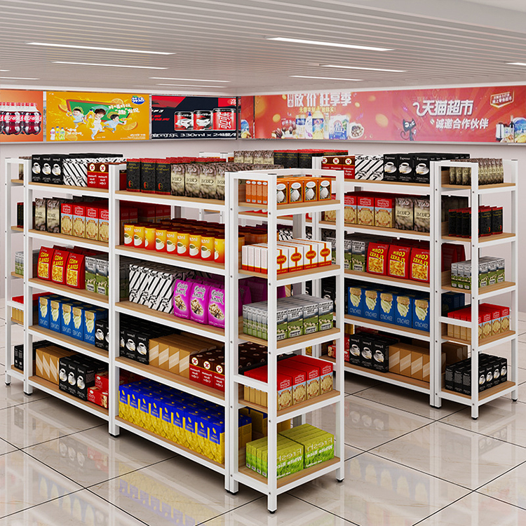 Customized Light Duty Metallic Gondola Shelving for Grocery Store Display Racks Supermarket General Store Shelf