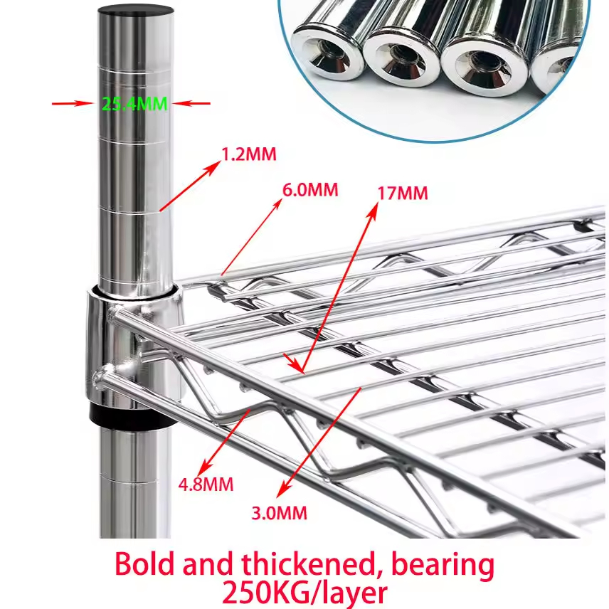 Metal Storage Rack with Multi-layer Mesh and Adjustable Shelves Customizable Use in Supermarkets and Retail Stores