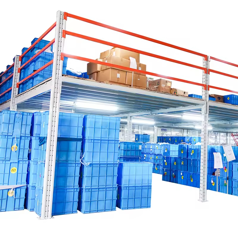 Popular Heavy Duty Steel Shelving Mezzanine Floor Racking Bolted Warehouse Rack with Leaning Ladder