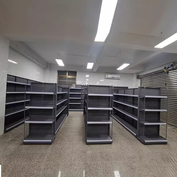 Supermarket Double-Sided Adjustable Gondola Shelf Light Duty Boutique Store Rack Display Cold Rolled Steel Easy Installation
