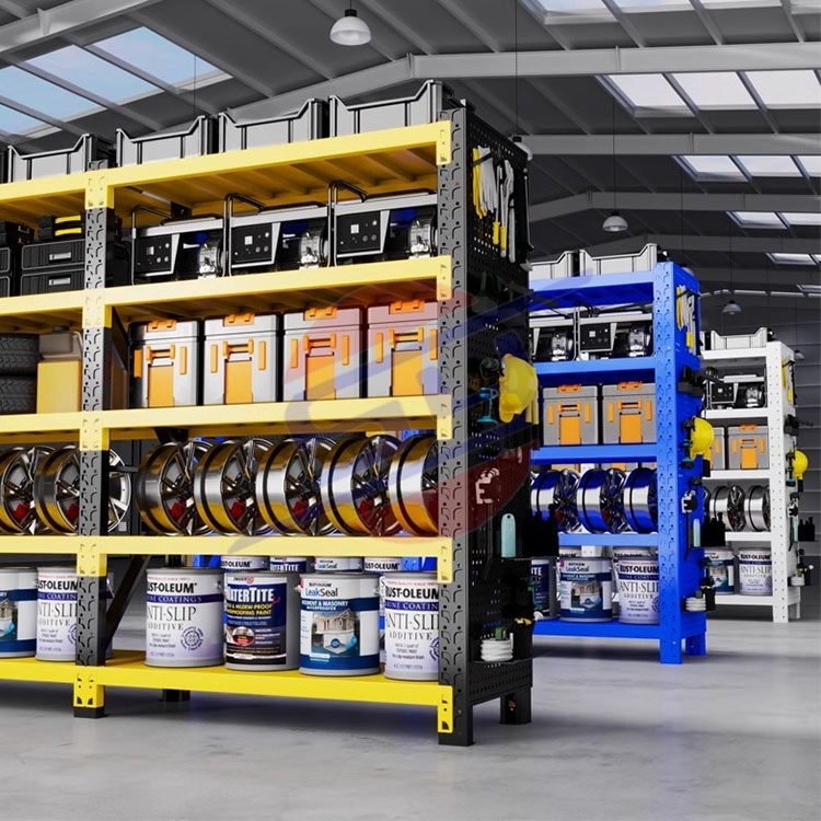Adjustable 4-Tier Industrial Metal Steel Storage Rack Corrosion Protection for Warehouse Logistics Storage