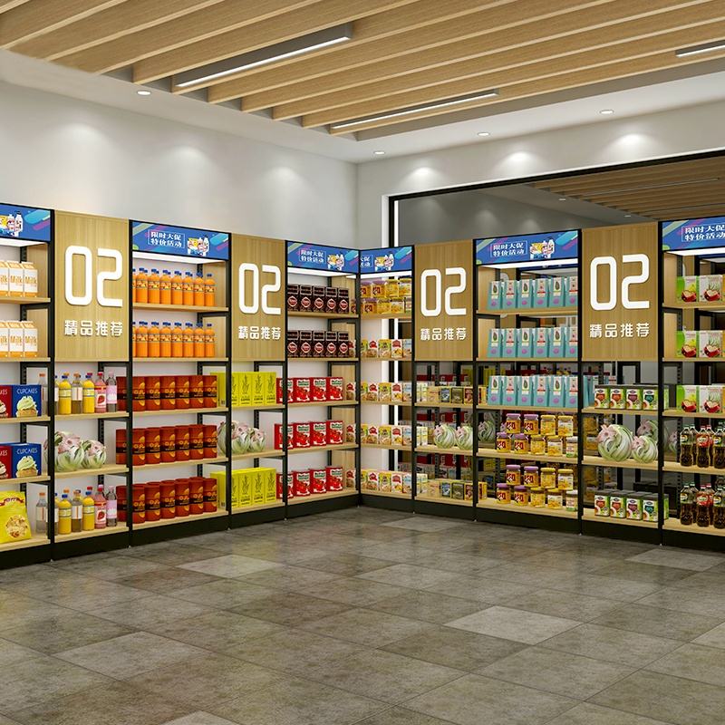 Supermarket Shelf Display Rack Single Sided Convenience Store Snack Shelving More Provinces Durable Metal Material