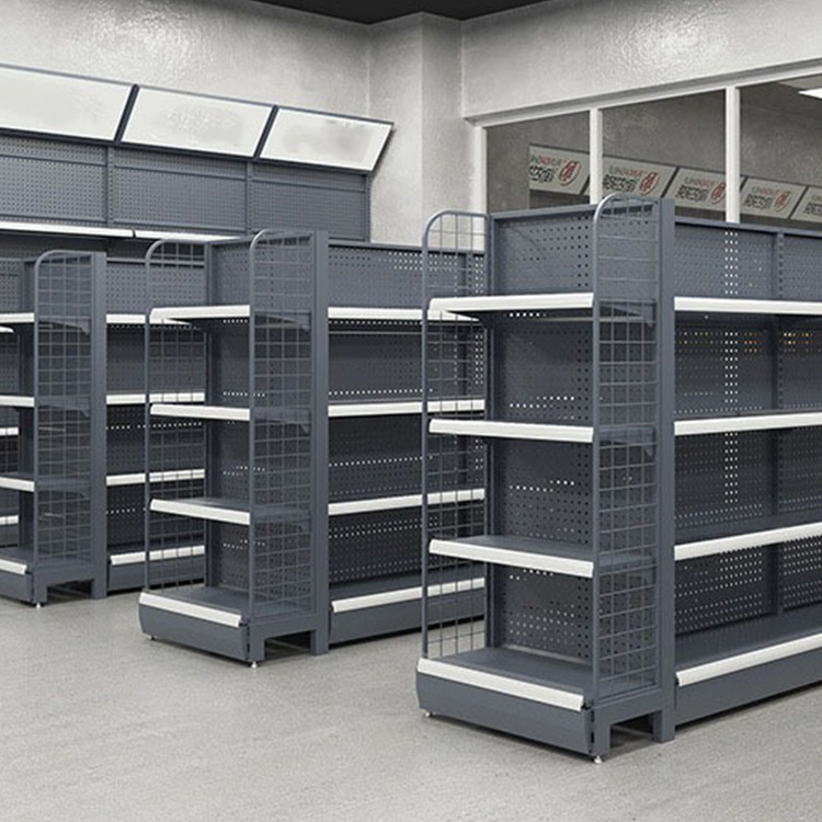 Supermarket Double-Sided Adjustable Gondola Shelf Light Duty Boutique Store Rack Display Cold Rolled Steel Easy Installation