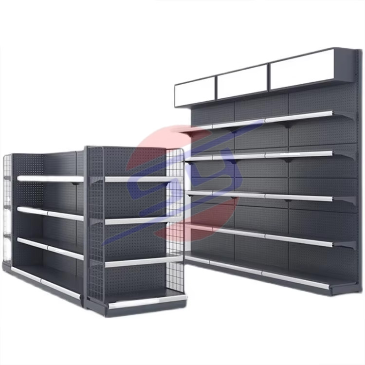 Supermarket Double-Sided Adjustable Gondola Shelf Light Duty Boutique Store Rack Display Cold Rolled Steel Easy Installation