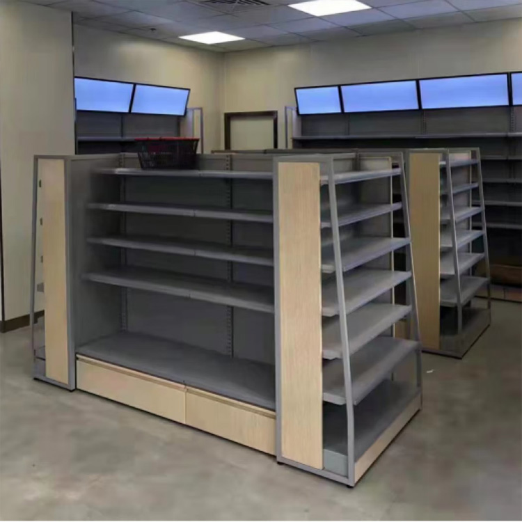 Retail Metal Grocery Store Furniture Display Supermarket Modern Appearance Steel Material Heavy Duty Display Shelf