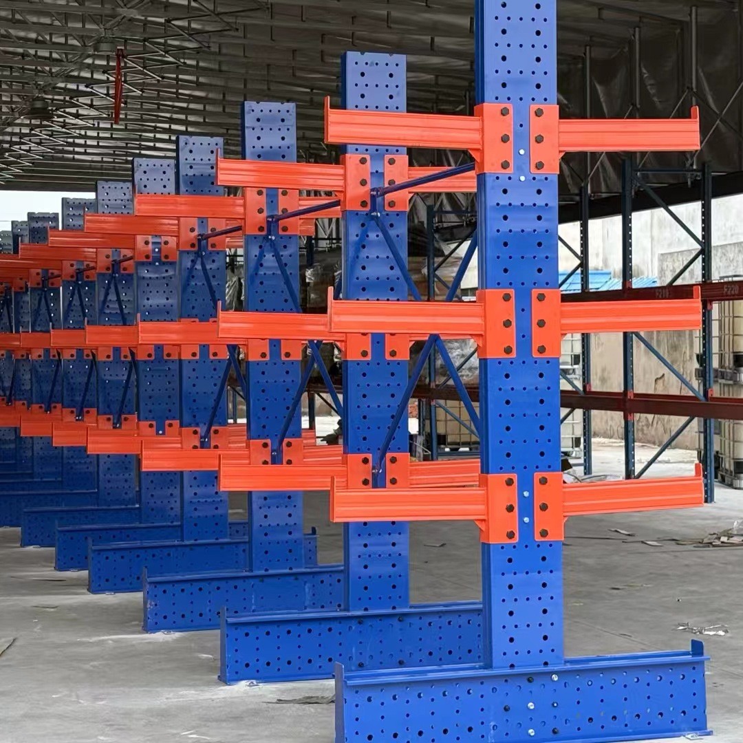 Single/Double Sided Cantilever Steel Storage Racking Shelving Unit Galvanized Electrostatic Powder Coating Plug-In Installation
