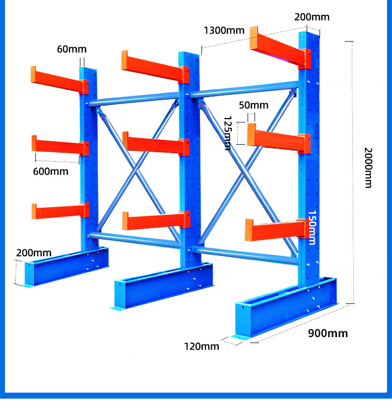 Single/Double Sided Cantilever Steel Storage Racking Shelving Unit Galvanized Electrostatic Powder Coating Plug-In Installation