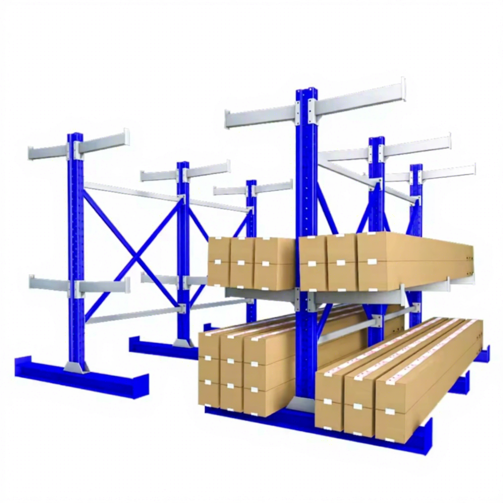Single Sided Cantilever Rack Custom Size Industrial Warehouse Steel Shelving for Pipe Bar Lumber Long Raw Material Storage