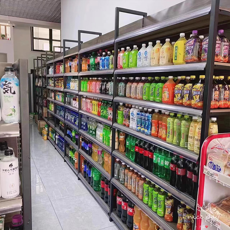 Customizable Size Metal Display Shelves for Pharmacies and Retail Stores Single-Sided Supermarket Rack