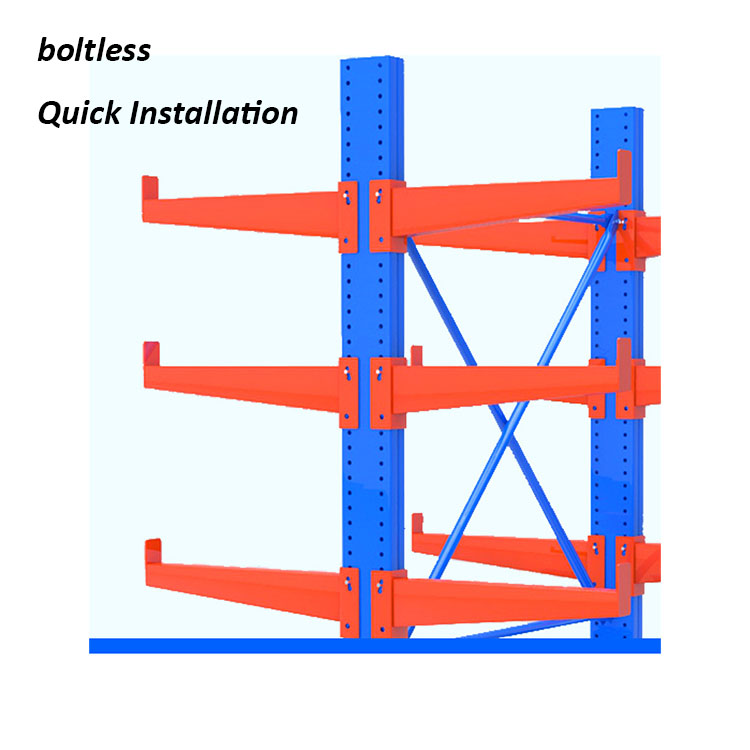 Single/Double Sided Cantilever Steel Storage Racking Shelving Unit Galvanized Electrostatic Powder Coating Plug-In Installation