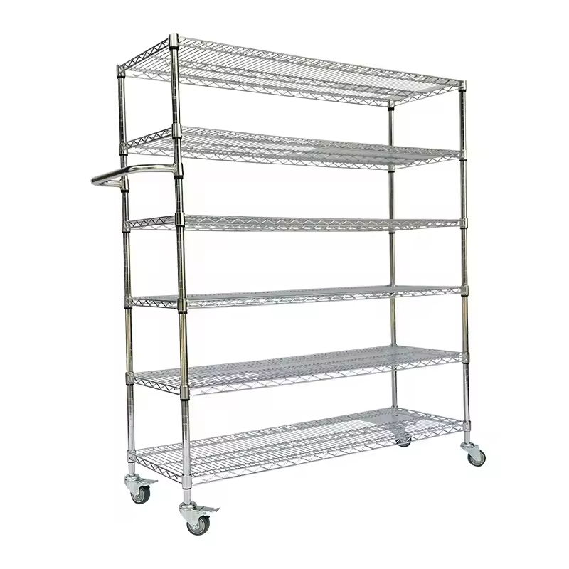 Metal Storage Rack with Multi-layer Mesh and Adjustable Shelves Customizable Use in Supermarkets and Retail Stores