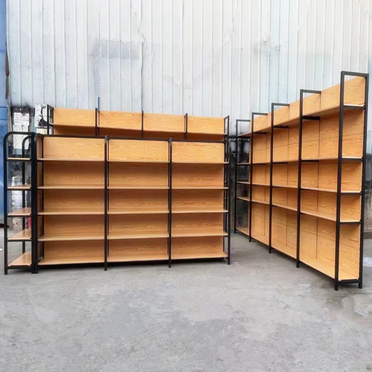 Single / Double-sided Supermarket Shelves Modern Iron Convenience Store Shelves Grocery Metal Supermarket Stacking Display Racks