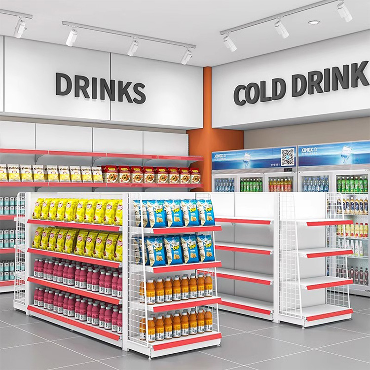High Quality Metal Racks From China Factory for Retail Display Equipment Wood Steel Supermarket Grain Oil Shelves Store Usage