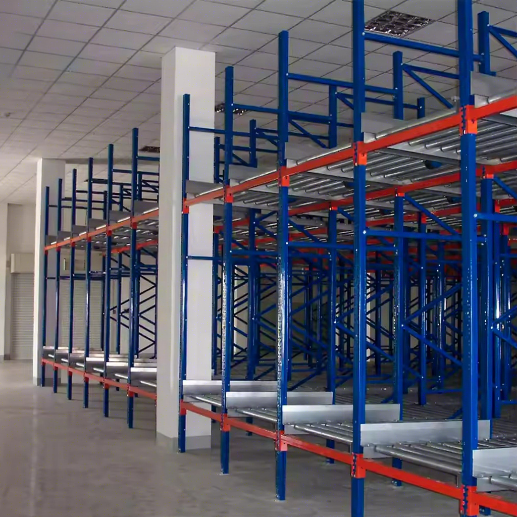 High Capacity Heavy Duty Adjustable Powder Coated Steel 4-Layer/5 Layer Gravity Flow Racks Warehouse Storage Carton Flow Rack