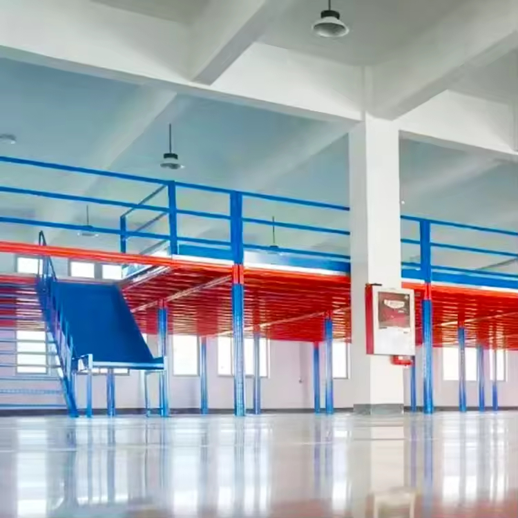 Popular Heavy Duty Steel Shelving Mezzanine Floor Racking Bolted Warehouse Rack with Leaning Ladder
