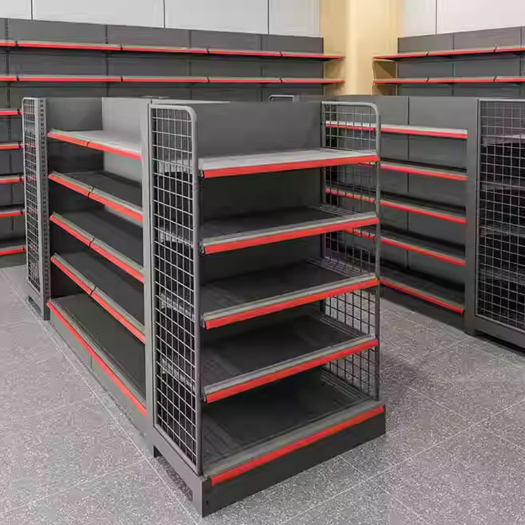 Sanyang Store Single Side Supermarket Racks Lightweight Durable Metallic Shelving in Various Sizes for Shop Display